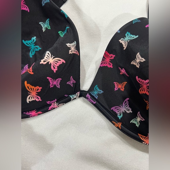 PINK VS Victoria Secret bra lightest lined 42C black with butterflies - Picture 2 of 8